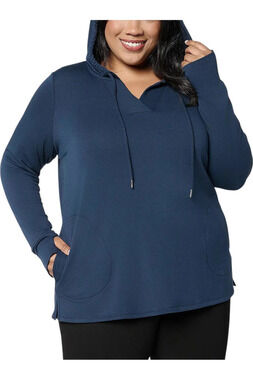 Brandis Dress Out Loud Acquitted Knit Split Neck Hoodie Navy - Regular